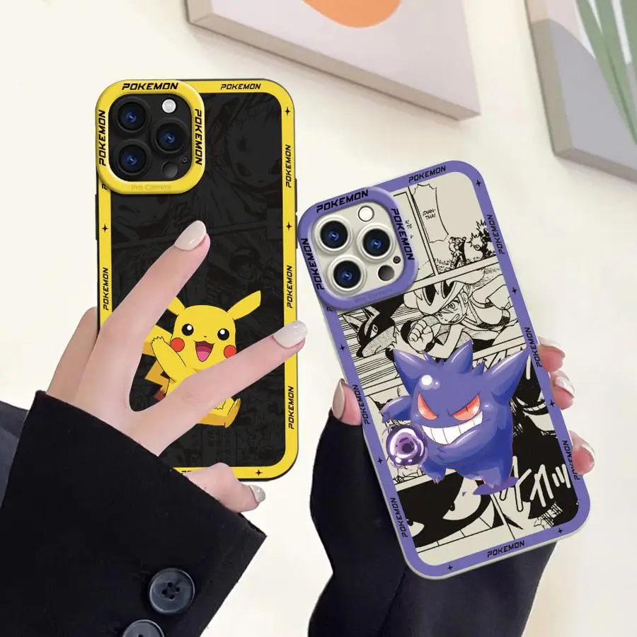 Anime Pokemons Pikachu Cover Phone Case for Apple iPhone 13 16 15  Pro Max 14 13 Pro 11 12 14 Plus Soft TPU Shell