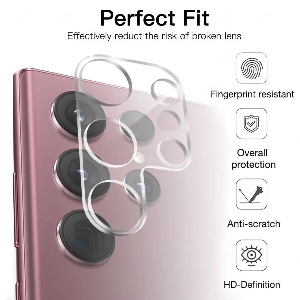 3D Camera Lens Protector for Samsung Galaxy S23 S22 Plus Ultra S21 S20 FE 5G Transparent Tempered Glass Back Camera Protective