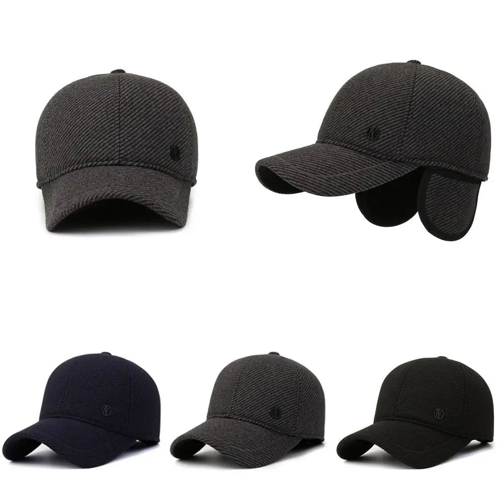 

Adjustable Thick Earmuffs Baseball Cap Solid Color Warm Trucker Hat Windproof Velvet Winter Baseball Cap for Men