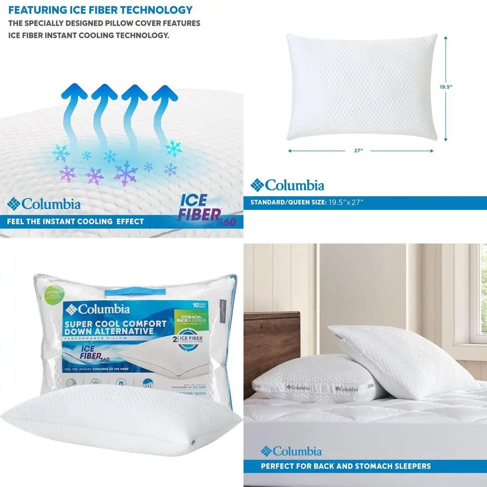 

Double-Sided Cooling Pillow with Polyester Fill, Breathable Cover for Side Sleepers (Standard/Queen, Pack of 1)