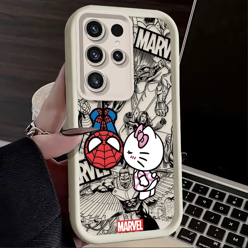 Funda Marvel Spider Man Hello Kitty para Samsung Galaxy S24 S25 S23 Ultra S22 S21 Plus FE A36 A56 A26 A16 A06 A15 A25 A35 A55 5G