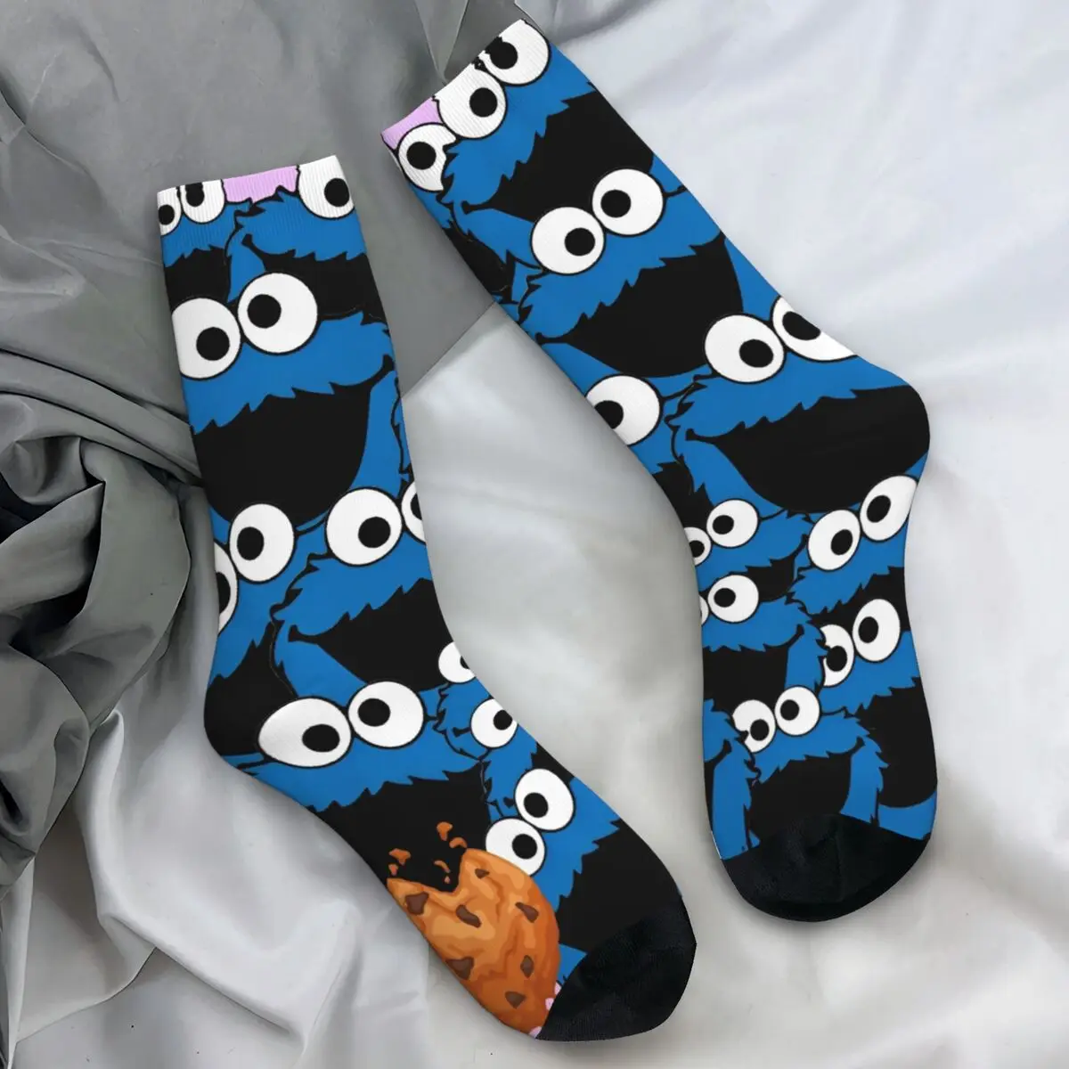 Cookie Monster Big Fces Socks Spring Stockings Retro Unisex Men Warm Soft Socks Pattern Outdoor Sports Anti Sweat Socks