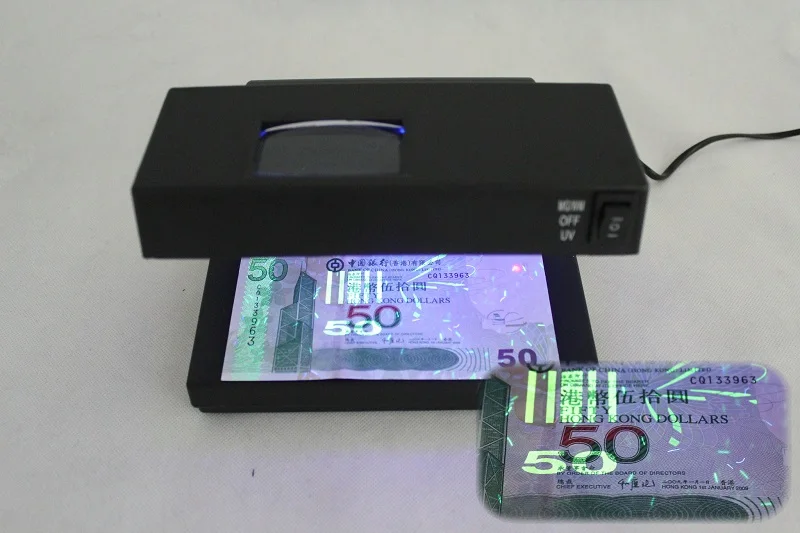 Portable Ultraviolet Purple Counterfeit Money Bill Detector Banknotes Cash Currency Desktop UV Light Magnifier Checker