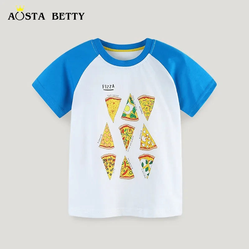 

Summer New Boys' Short-sleeved T-shirt European and American Style Children's Cartoon Printed Round Neck Pullover Top