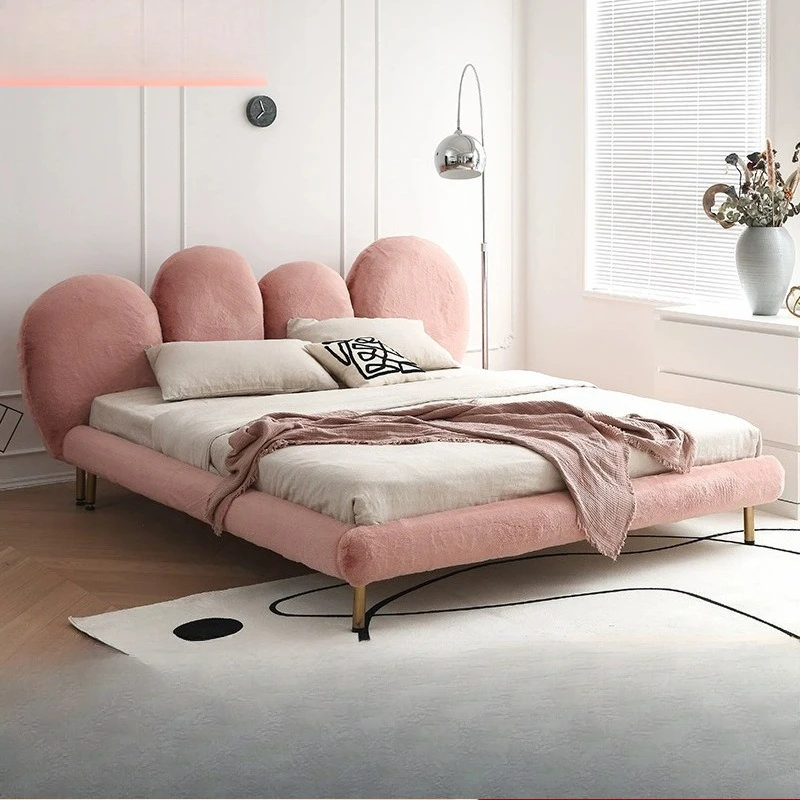 

Fabric bed puff princess bed small apartment bedroom