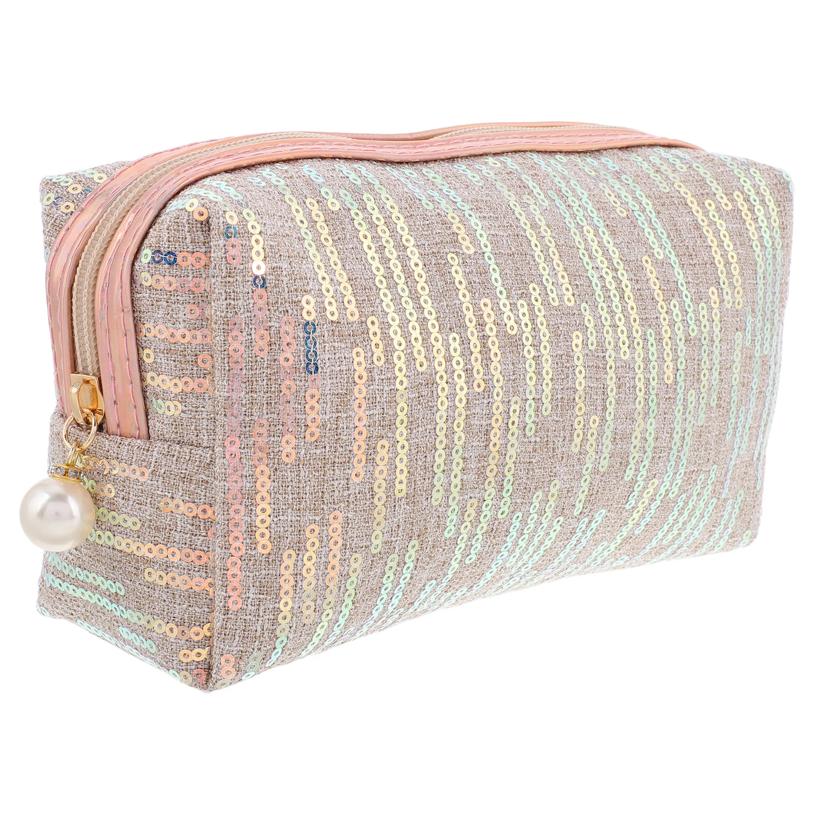 

Sequin Bag Portable Large Glitter Makeup Organizer Travel Toiletry Zipper Pouch for Women Daily Use