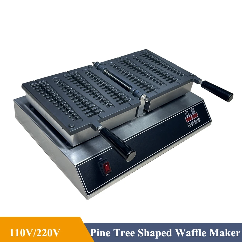 1800W Bakery Egg Muffin Waffle Machine Commercial Non-stick Christmas Pine Tree Shaped Lolly Waffle Pops Sticks Maker Machine