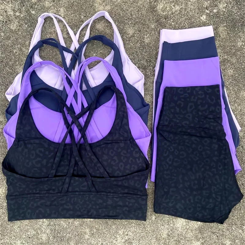 

Solid Color Women Gym Yoga Suit Soft Cross-back straps Women fitness Sport Bra Top +Tight Sports Short Athletic Workout Clothes