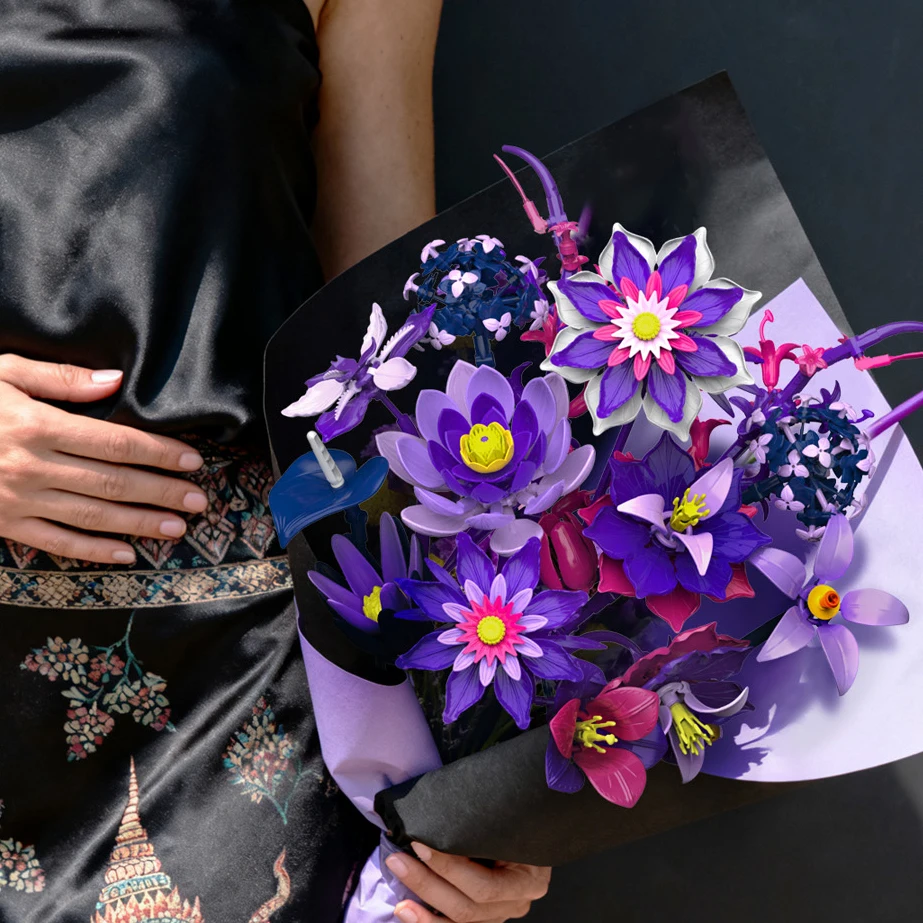 

Christmas Exquisite Building Blocks Bouquet Simulation Mandala Model Flower DIY Puzzle Assembly Eternal Flower Bouquet Gift