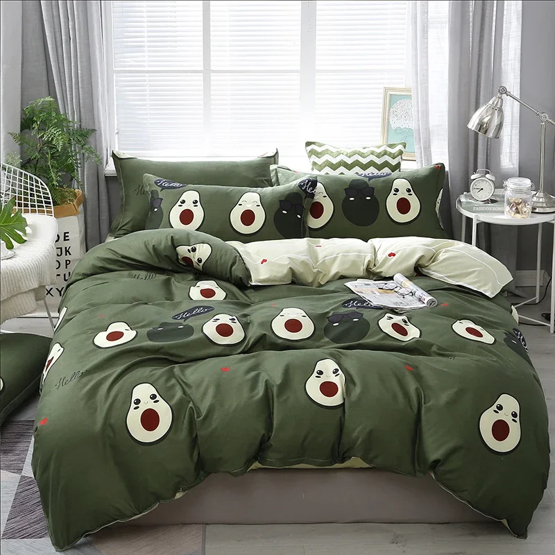 

Avocado Duvet Set Kids Funny Tropical Fruit Pattern Bedding Set with Zip Soft Breathable Comforter Cover Set with 2 Pillowcases