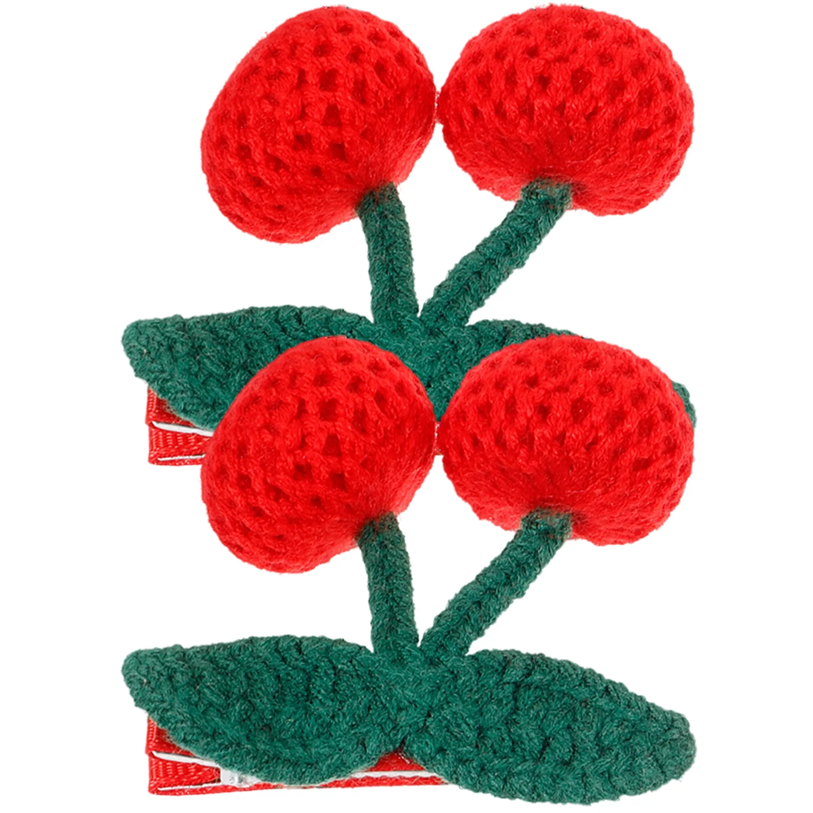 2 قطعة مقاطع شعر الكرز الكروشيه تصميم رائع صغير لفتاة صغيرة تسريحات الشعر مقاطع الشعر الكروشيه الكرز #6