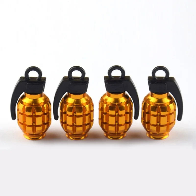 1/4PCS Car/Motorcycle/Bicycle/Electric Vehicle American Grenade Valve Caps Colorful Aluminum Alloy Dust Cap  Car Tire Valve Caps