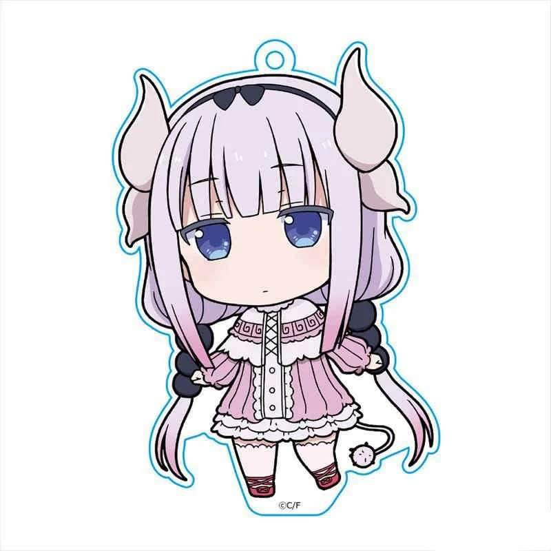 Charm Anime Miss Kobayashi`s Dragon Maid Puni HD Figurel Q Edition Acrylic keychain For Fans Gifts Ornament Collection About 6cm