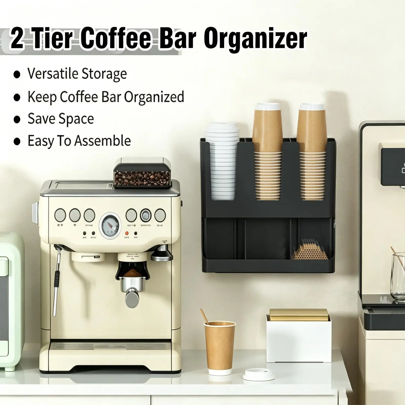 Coffee Bar Organizer 6-Compart - Tea Coffee Set Up 리뷰 및 가격