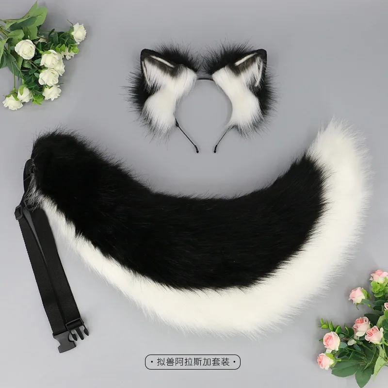 Beast ear hand-made cat ear headband comic exhibition wolf tail cos props beast ear headband simulation beast ear beast tail set