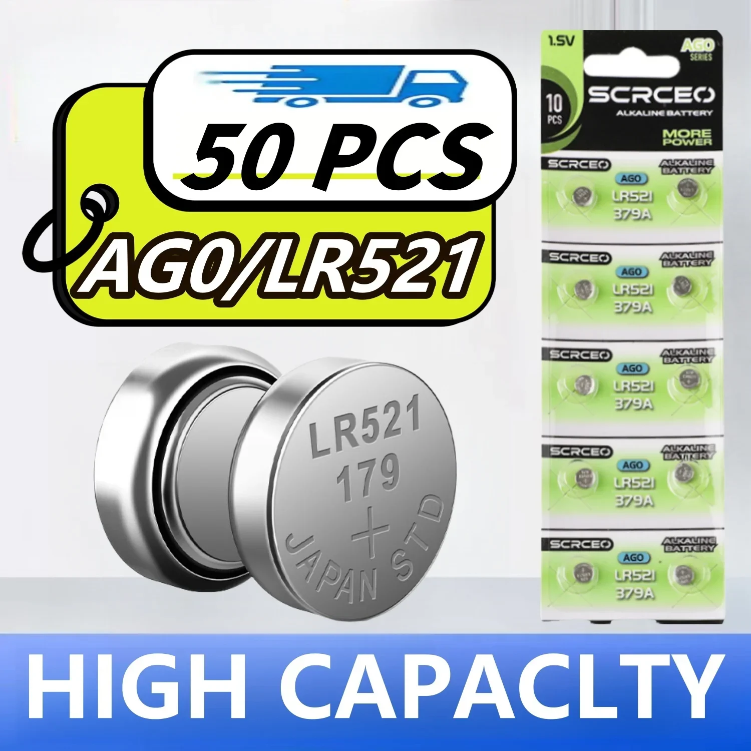 

50pcs SR521SW AG0 Button Cell Battery LR63 SR521 SR521S 379 1.5v Alkaline Batteries For flashlights electronic toys Watches