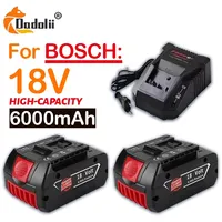 18V Battery 6.0Ah for Bosch Electric Drill 18V Rechargeable Li-ion Battery BAT609, BAT609G, BAT618, BAT618G, BAT614 + 1Charger