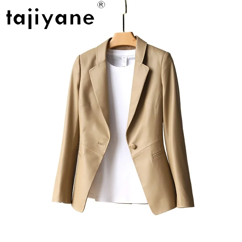 TAJIYANE 100% سترة جلد الغنم الحقيقي امرأة أنيقة معطف نحيف سترات من الجلد الحقيقي الخريف ملابس حريمي 2025 doblianка