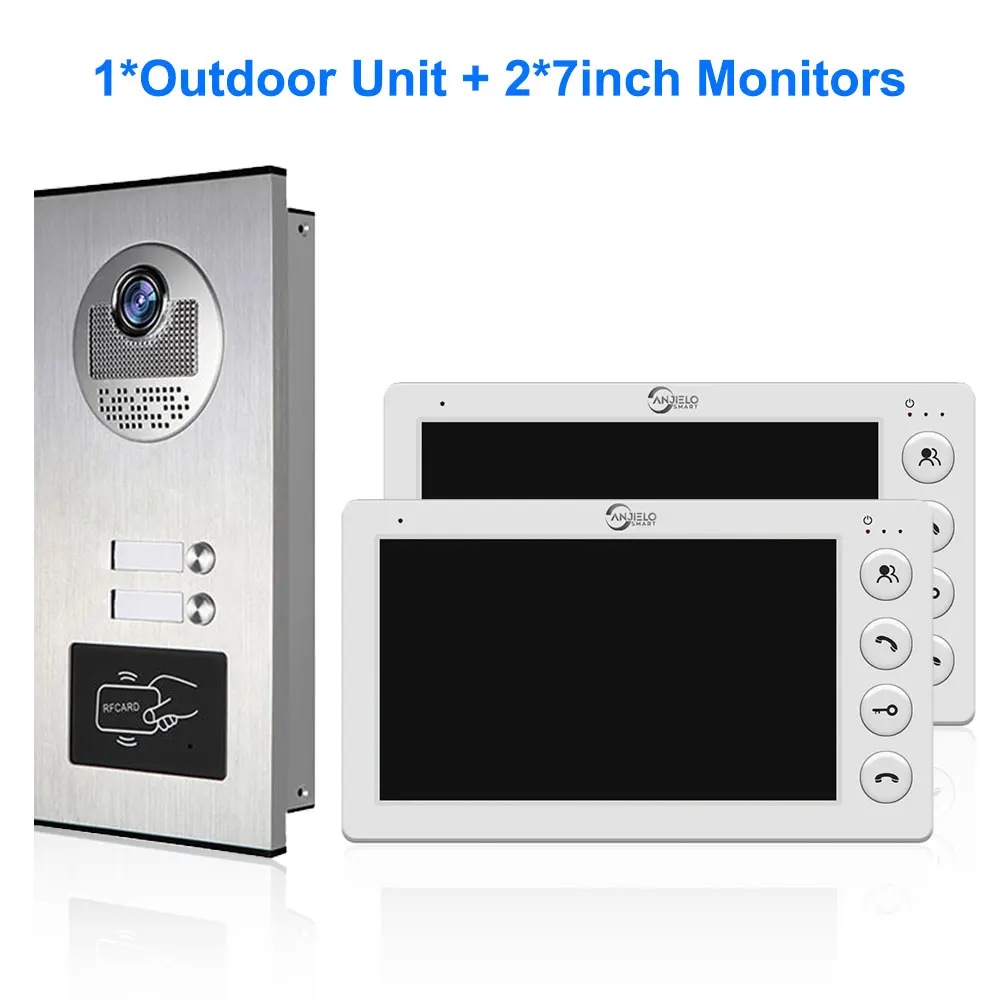 Interphone vidéo filaire, sonnette vidéo multi-appartements, déverrouillage de carte RFID, 4, 7 pouc