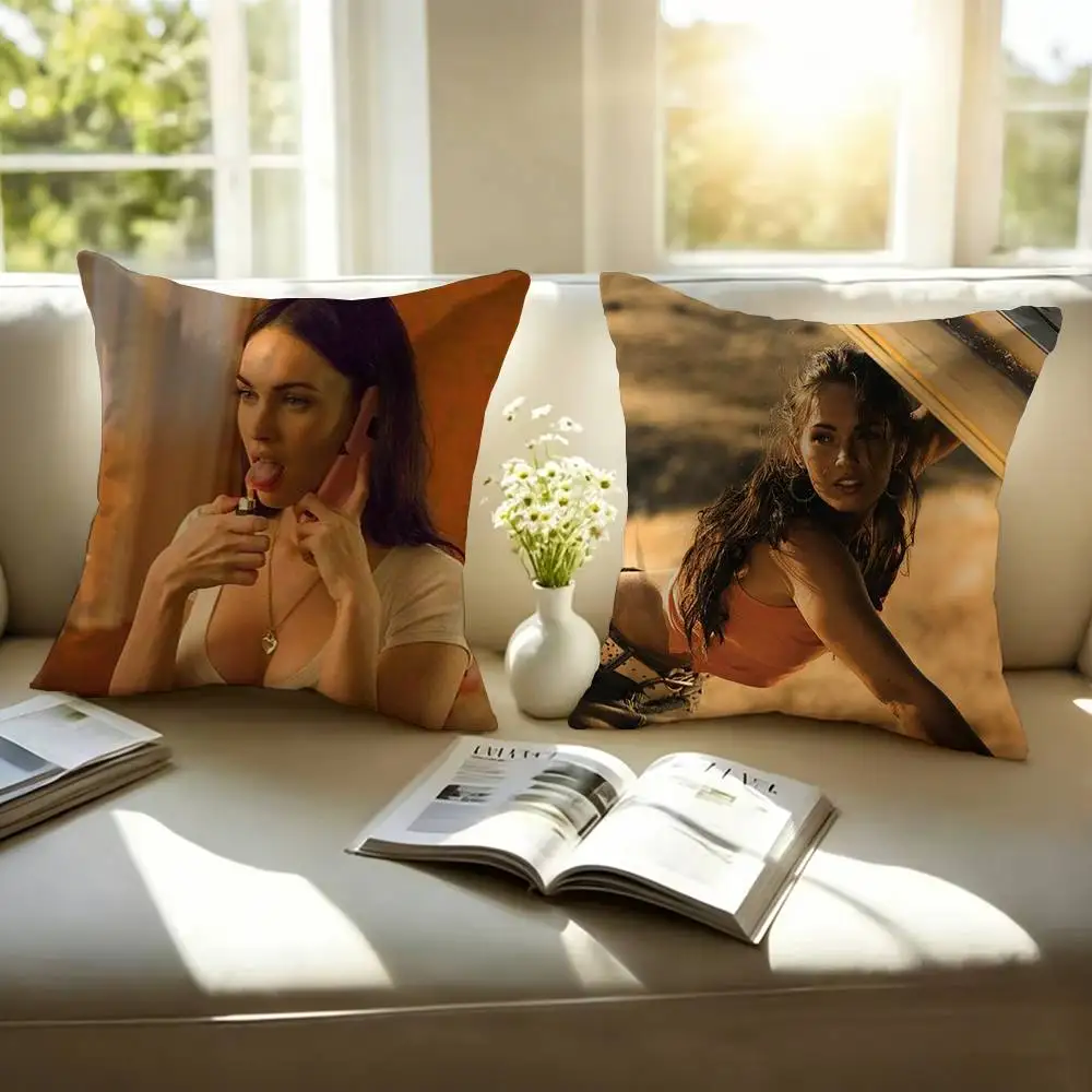 Pop Actress M-Megan Fox Pillow Case Square Double-Sided Sofa Cushion Cover Bedroom Bedside Pillow