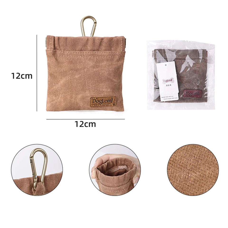 Dualpet Waterproof Pet Treat Bag Dirt-Resistant with Carabiner Travel Outdoor Dog Treat Pocket Pet Accessories