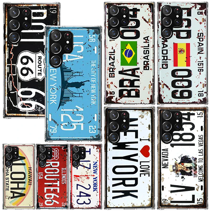 License New York Plate Number Phone Case For Samsung Galaxy S25 S24 S23 S22 Ultra S21 FE S20 Plus S10 + S10E Art Fundas Back Cov