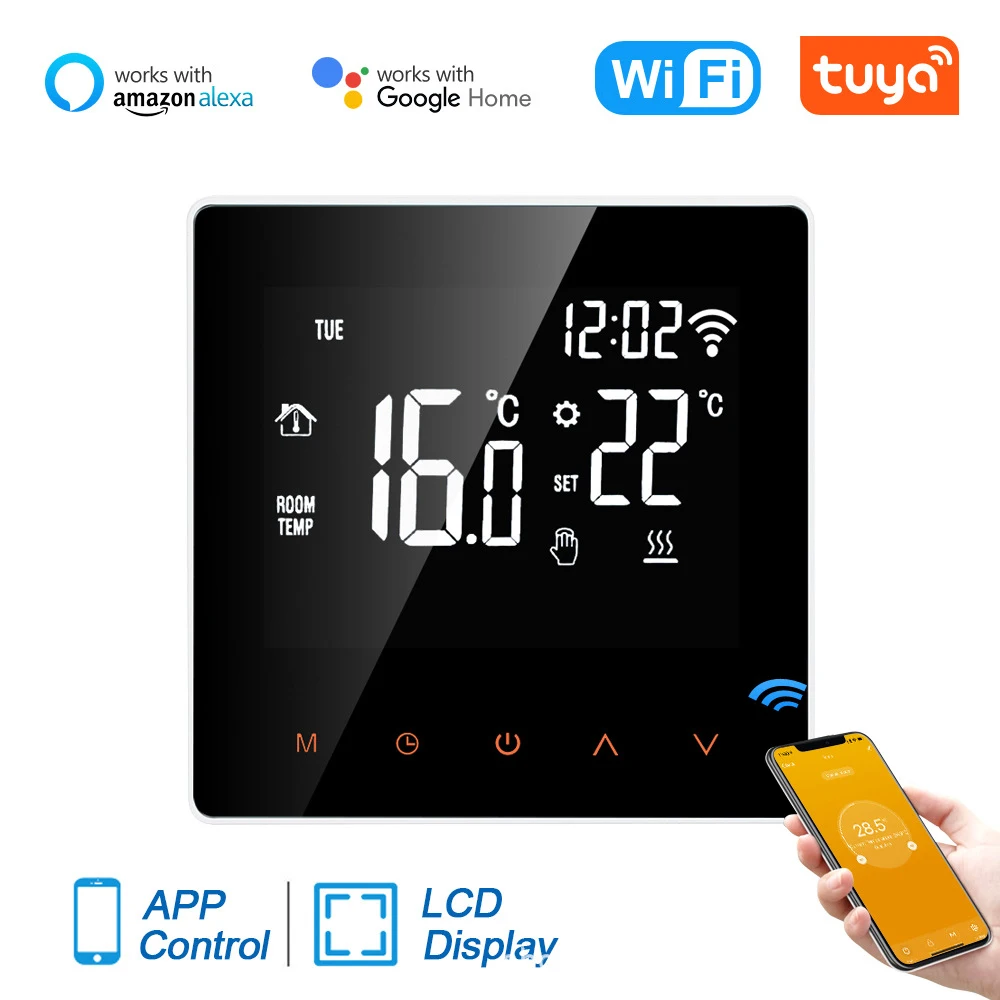 

Tuya WiFi Smart Touch Screen Thermostat, Electric Floor Heating Water/Gas Boiler Temperature Remote Controller for Smart Home