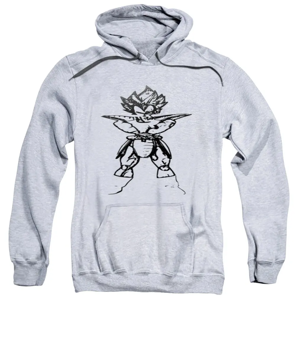 Felpa con cappuccio bianca con stampa di personaggi Dragon Ball Black Line Art Combat Pose Design Anime Streetwear per adulti e bambini Casual