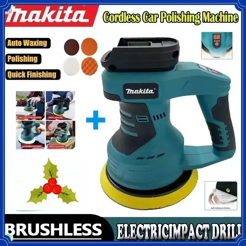 

Аккумуляторная полировальная машинка Makita 18В с 8 скоростями, регулируемая, для авто, для воскования, герметизации и нанесения глянцевых покрытий, электроинструмент