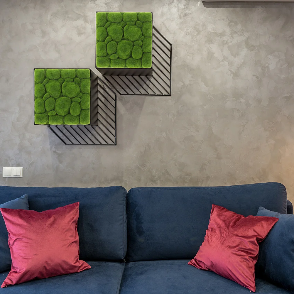 

2Pcs Artificial Board Fake Moss 30x30cm Indoor Wall Decor Fake Moss Panel Living Room Background DIY Modern Style