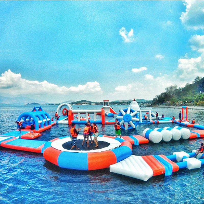 ！@Commercial PVC Inflatable Floating Water Park Beach Obstacle Course for Kids with Blower & Repair Kits