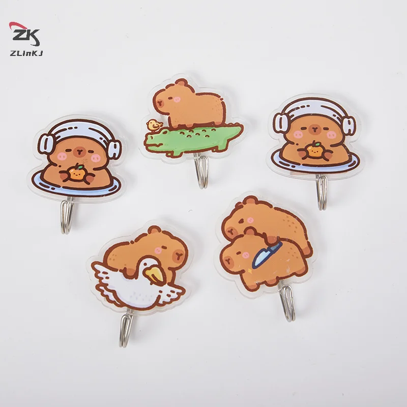 Cute Cartoon Capybara Hook For Kids Room Home Decor Wall Hooks Key Holder Door Hanging Self Adhesive Wall Hanger