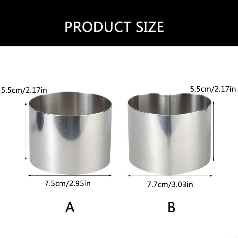 

Pack of 6 Cake Molds Stainless Steel DIY Mini Cakes and Pastries Making Moulds L5BE