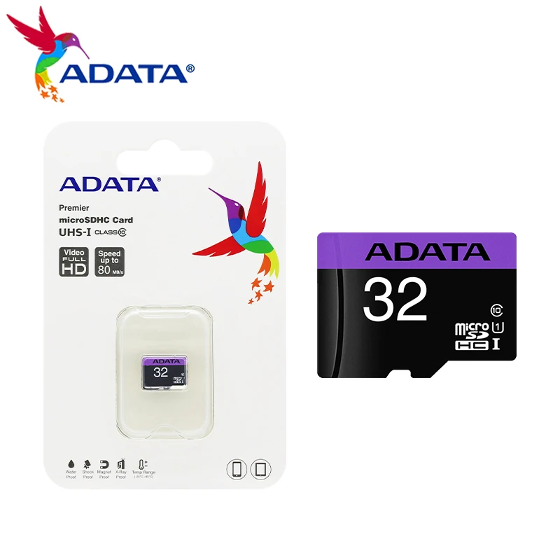 ADATA kartu SD mikro SDHC SDXC, kartu MicroSD TF asli 16GB 32GB kecepatan tinggi kelas 10 U1 untuk ponsel Tablet