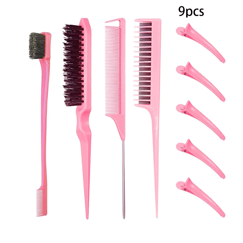 9PCS hairstyle Set Eyebrow Brush Two Color Bleaching Comb Three Row Plastic Bristle Comb Sharp Tailed Hair Styling Mousse