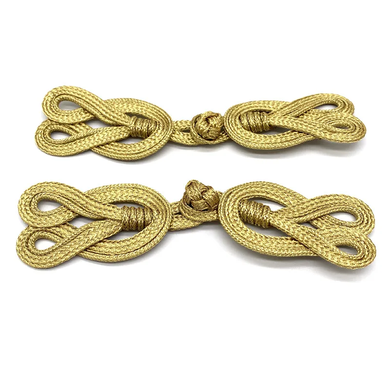 2 Pairs Gold Chinese Frog Closure Knot Button Fastener for Bags Garments Cheongsam Tang Suit Decoration