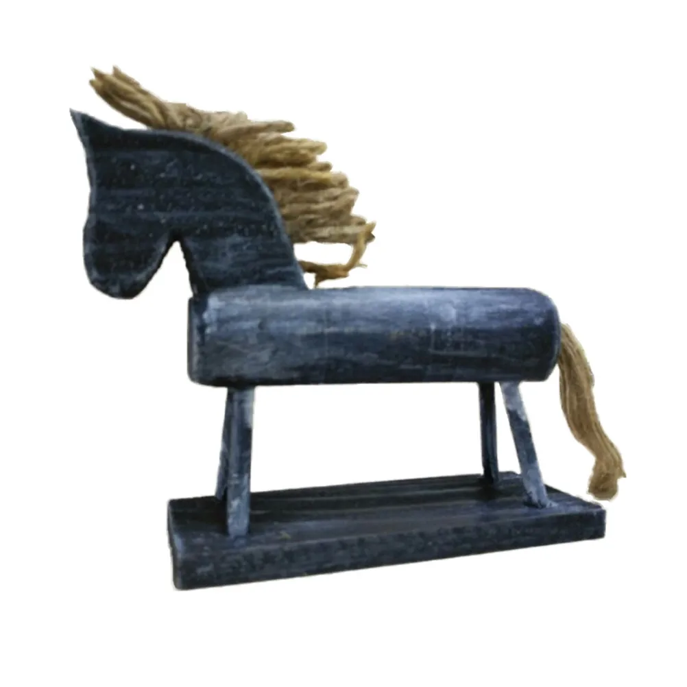 1Pcs Wooden Horse Decoration Vintage Handmade Carved Home Office Store Sculpture Jewelry Display Rack Classic Positive Energy