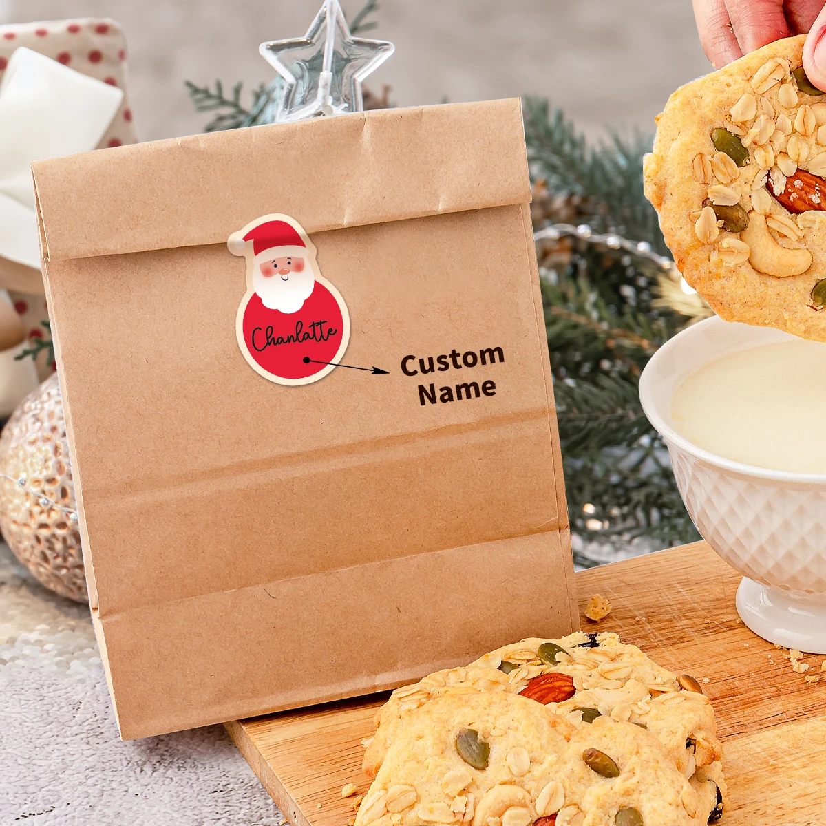 160 قطعة/10 ورقة ملصقات اسم عيد الميلاد المخصصة ، تسميات شخصية لعلامات الهدايا ذاتية الصنع ، سكرابوكينغ ، ديكور منزلي للحفلات ، أختام الحروف