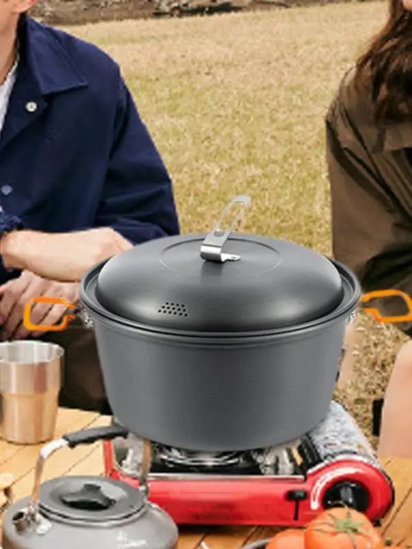 Camping Steamer Pot 4.5L Portable Steamer Camping Cooking Pot Non-Stick Pot Lightweight Cookware for Outdoor Dining for Rice