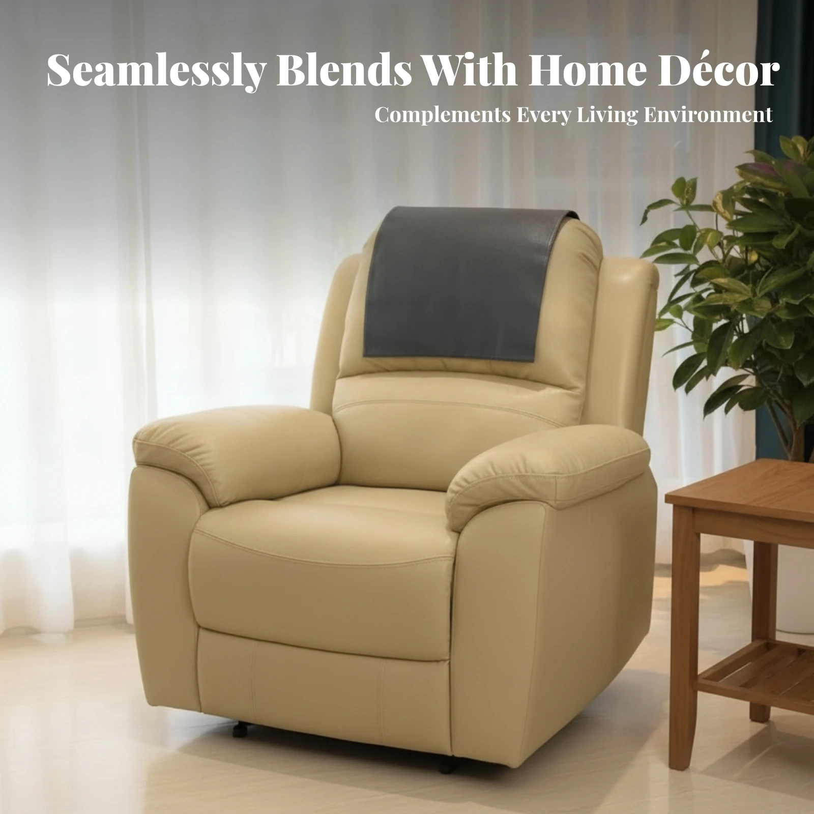 Recliner Headrest Protector Furniture Guard Leather-Like Smooth Recliner Headrest Cover Rectangular