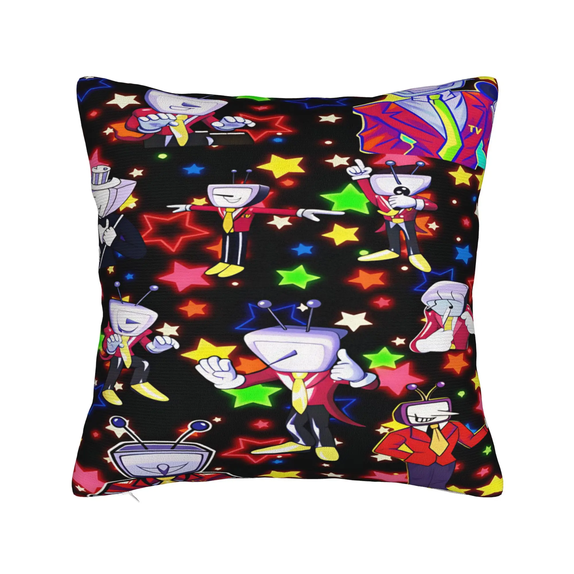 Deltarune TV Man Multi Poses Neon Star Pillow Case  Comfy Pillow Cover Cute Funny Pillowcases For Living Room Sofa