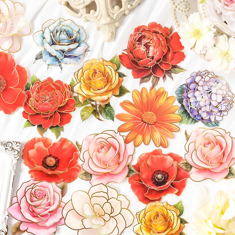 10 pcs/pack PET Stickers Plant Flowers Decor Stationery Stickers for Junk Journal DIY Scrapbooking Label Journal Stickers