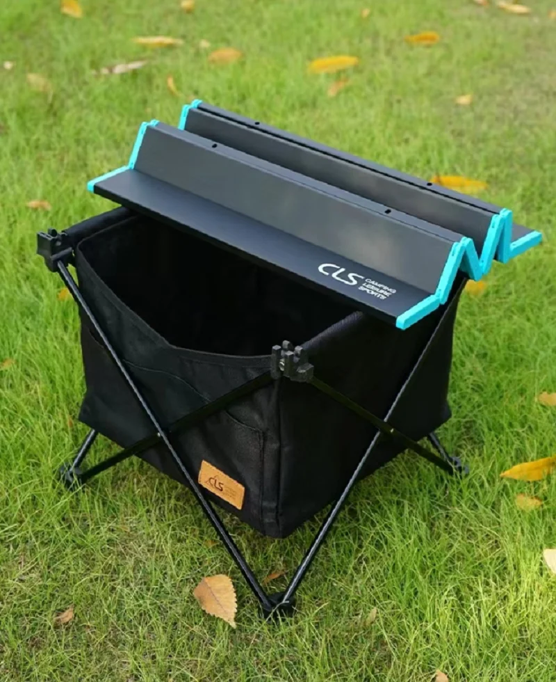 Outdoor Folding  Table Aluminum Camping Picnic Table Storage Basket Portable Waterproof Barbecue Shelf