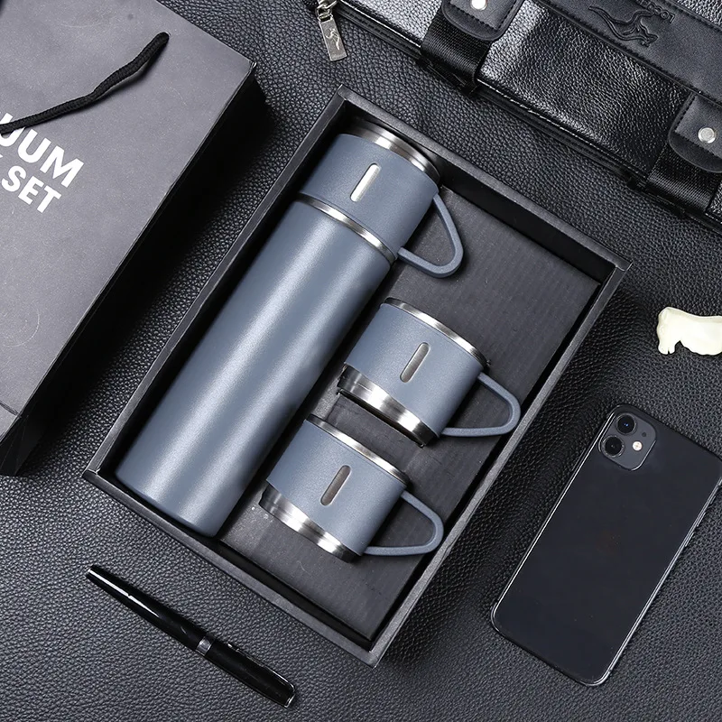 Stainless Steel Insulation Cup Large Capacity Sealed Leakage Fashion Portable Water Cup High Luxury Three Cover Gift Set