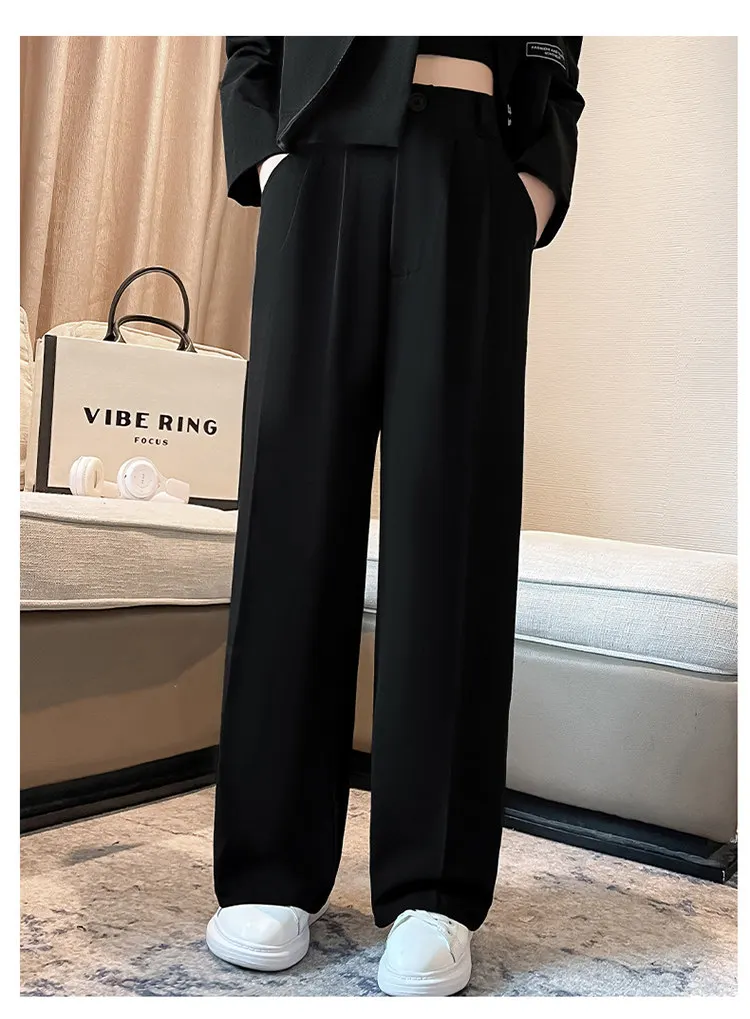 Schwarzer Blazer für Teenager-Mädchen, Cigarette-Hose, Ganzjahres-Bestseller, Hochgeschnittene Lange Hose, Koreanische Kinder-Hochzeitsmode, Formelle Hose – Detail 5