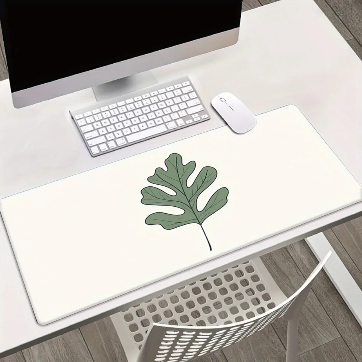 

Single Leaf White Background Rubber Non-Slip Gaming Mouse Pad Multifunctional Office Desk Mat Ideal Gift for Family and Friends