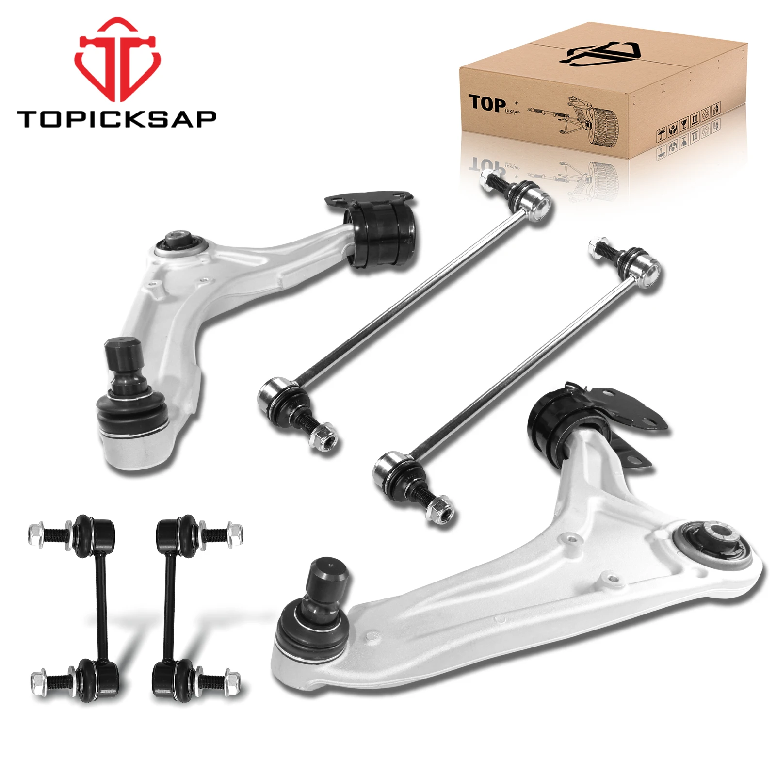TOPICKSAP 6Pcs Front Lower Control Arm Ball Joint Sway Bar Assembly Kit for Ford Fusion Lincoln MKZ 2013 2014 2015 2016