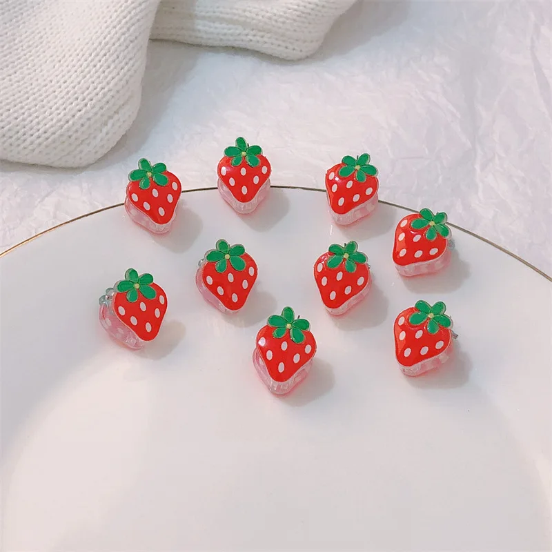 10 Stück/Set Supersüße Damen-Haaraccessoires, Frucht-Erdbeer-Kirsch-Mini-Haarklammern, Sommer-Stil Kleine Haarspangen, Neue Mädchen-Kopfschmuck – Detail 8