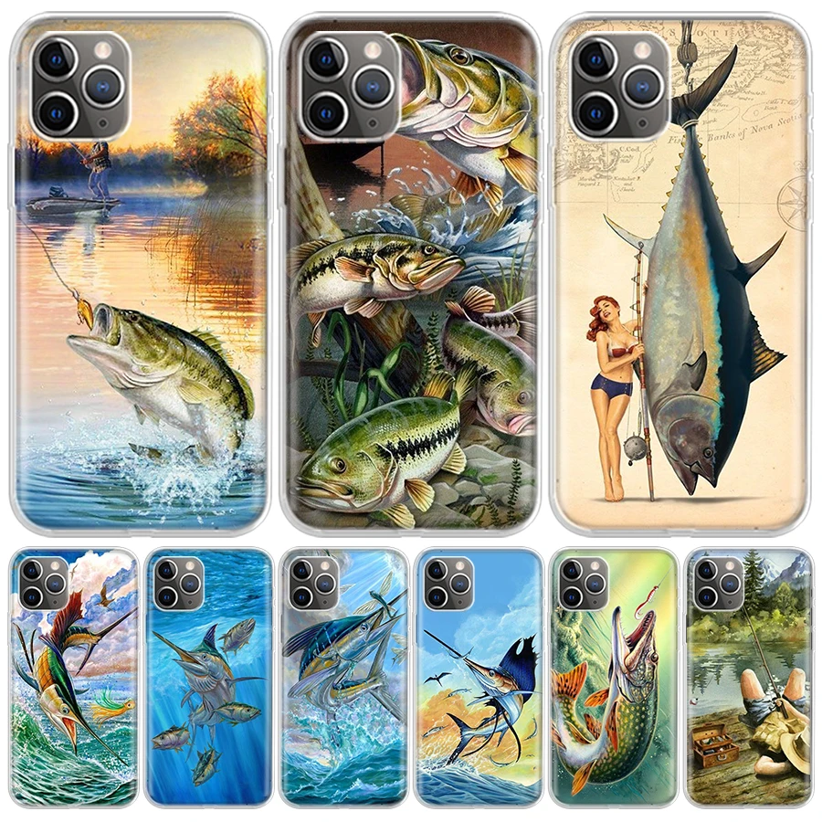 Offshore Angling Fishing Fish Rod For iPhone 16 15 14 13 12 11 Pro Max Phone Case X XS XR 7 Plus Print 8 SE Apple Fundas Cover C