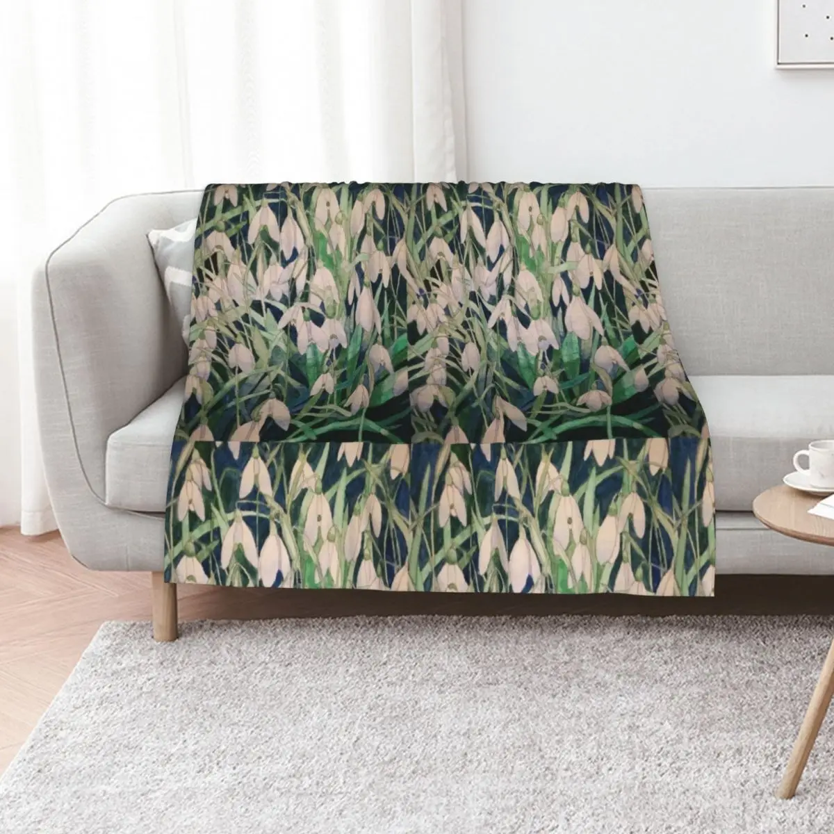 Snowdrops watercolour painting Throw Blanket Designers Plaid on the sofa Luxury St Bed Fashionable Luxury Beach Blankets